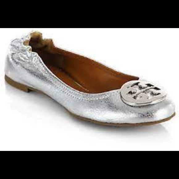 Tory Burch Shoes - Tory Burch silver ballet flats Size 10 EUC